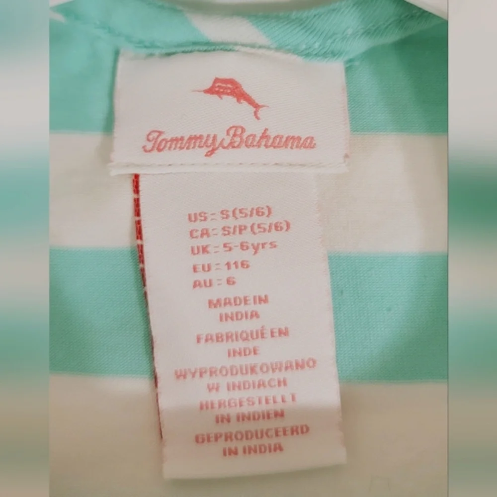 Tommy Bahama Mint Green Striped Dress with Pink Heart Sequins Accent Size S 5/6 - Picture 7 of 10